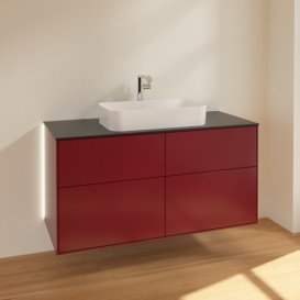 Тумба под раковину Villeroy & Boch Finion 120х50,1 см с подсветкой МДФ пион матовый лак/стекло черное матовое G26200HB