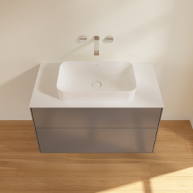 Тумба під раковину Villeroy & Boch Finion 100х50,1 см з підсвічуванням МДФ антрацит матовий лак/скло біле матове G64100GK