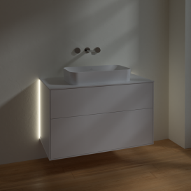Тумба под раковину Villeroy & Boch Finion 100х50,1 см с подсветкой МДФ белый матовый лак/стекло белое матовое G64100MT