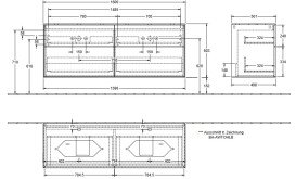 Тумба под раковину Villeroy & Boch Finion 160х50,1 см МДФ черный матовый лак/стекло черное матовое F31200PD