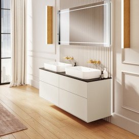Тумба під раковину Villeroy & Boch Finion 160х50,1 см з підсвіткою МДФ білий глянцевий лак/скло біле матове G31100GF