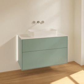 Тумба под раковину Villeroy & Boch Finion 100х50,1 см с подсветкой МДФ оливковый матовый лак/стекло белое матовое G64100GM