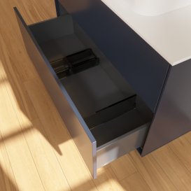 Тумба під раковину Villeroy & Boch Finion 100х50,1 см із підсвічуванням МДФ темно-синій матовий лак/скло біле матове G64100HG