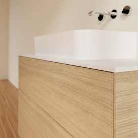 Тумба під раковину Villeroy & Boch Finion 100х50,1 см із підсвічуванням МДФ шпон дуба/скло біле матове G64100PC