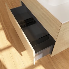 Тумба під раковину Villeroy & Boch Finion 100х50,1 см із підсвічуванням МДФ шпон дуба/скло біле матове G64100PC