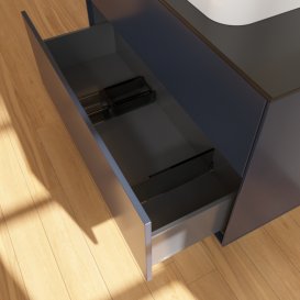 Тумба під раковину Villeroy & Boch Finion 100х50,1 см із підсвічуванням МДФ темно-синій матовий лак/скло чорне матове G64200HG