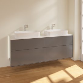 Тумба под раковину Villeroy & Boch Finion 160х50,1 см с подсветкой МДФ антрацит матовый лак/стекло белое матовое G31100GK