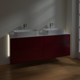 Тумба под раковину Villeroy & Boch Finion 160х50,1 см с подсветкой МДФ пион матовый лак/стекло белое матовое G31100HB