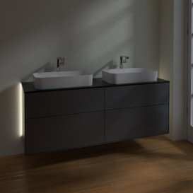 Тумба під раковину Villeroy & Boch Finion 160х50,1 см із підсвічуванням МДФ антрацит матовий лак/скло чорне матове G31200GK