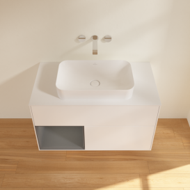 Тумба під раковину Villeroy & Boch Finion 100х50,1 см із підсвічуванням МДФ білий матовий лак/скло біле матове F651GKMT