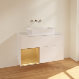 Тумба под раковину Villeroy & Boch Finion 100х50,1 см с подсветкой МДФ белый матовый лак/стекло белое матовое F651HFMT