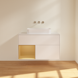 Тумба под раковину Villeroy & Boch Finion 100х50,1 см с подсветкой МДФ белый матовый лак/стекло белое матовое F651HFMT