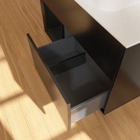 Тумба под раковину Villeroy & Boch Finion 100х50,1 см с подсветкой МДФ черный матовый лак/стекло белое матовое F651PDPD