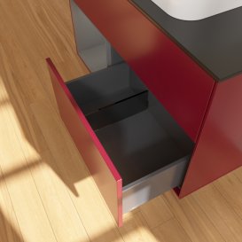 Тумба під раковину Villeroy & Boch Finion 100х50,1 см з підсвічуванням МДФ півонія матовий лак/скло чорне матове F652GKHB