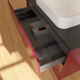 Тумба під раковину Villeroy & Boch Finion 100х50,1 см з підсвічуванням МДФ півонія матовий лак/скло чорне матове F652GKHB