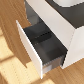 Тумба под раковину Villeroy & Boch Finion 100х50,1 см с подсветкой МДФ белый матовый лак/стекло черное матовое F652GKMT