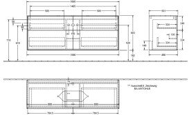 Тумба під раковину Villeroy & Boch Finion 160х50,1 см МДФ шпон волоського горіха/скло чорне матове F32200GN