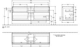 Тумба под раковину Villeroy & Boch Finion 160х50,1 см с подсветкой МДФ шпон грецкого ореха/стекло черное матовое G32200GN