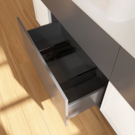 Тумба под раковину Villeroy & Boch Finion 160х50,1 см с подсветкой МДФ антрацит матовый лак/стекло белое матовое F331MTGK