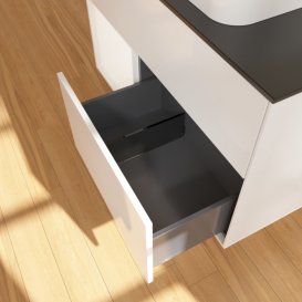 Тумба под раковину Villeroy & Boch Finion 100х50,1 см с подсветкой МДФ глянцевый белый лак/стекло черное матовое F652MTGF