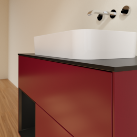 Тумба под раковину Villeroy & Boch Finion 100х50,1 см с подсветкой МДФ пион матовый лак/стекло черное матовое F652PDHB