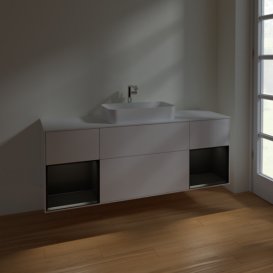 Тумба під раковину Villeroy & Boch Finion 160х50,1 см з підсвіткою МДФ білий глянцевий лак/скло біле матове F331PDGF