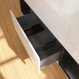 Тумба под раковину Villeroy & Boch Finion 160х50,1 см с подсветкой МДФ глянцевый белый лак/стекло белое матовое F331PDGF