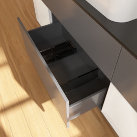 Тумба под раковину Villeroy & Boch Finion 160х50,1 см с подсветкой МДФ антрацит матовый лак/стекло черное матовое F332GFGK