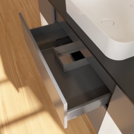 Тумба под раковину Villeroy & Boch Finion 160х50,1 см с подсветкой МДФ антрацит матовый лак/стекло черное матовое F332GFGK