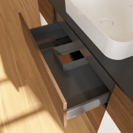 Тумба под раковину Villeroy & Boch Finion 160х50,1 см с подсветкой МДФ шпон грецкого ореха/стекло черное матовое F332GFGN