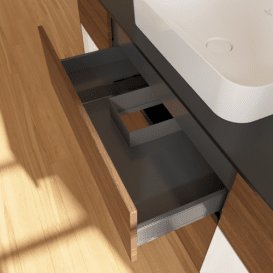 Тумба під раковину Villeroy & Boch Finion 160х50,1 см із підсвічуванням МДФ шпон волоського горіха/скло чорне матове F332GFGN