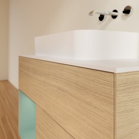 Тумба под раковину Villeroy & Boch Finion 100х50,1 см с подсветкой МДФ шпон дуба/стекло белое матовое F651GMPC