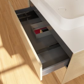 Тумба під раковину Villeroy & Boch Finion 100х50,1 см із підсвічуванням МДФ шпон дуба/скло біле матове F651HBPC