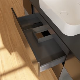 Тумба под раковину Villeroy & Boch Finion 160х50,1 см с подсветкой МДФ черный матовый лак/стекло черное матовое F332GKPD