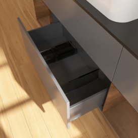 Тумба под раковину Villeroy & Boch Finion 160х50,1 см с подсветкой МДФ антрацит матовый лак/стекло черное матовое F332GNGK