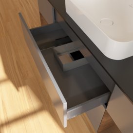 Тумба под раковину Villeroy & Boch Finion 160х50,1 см с подсветкой МДФ антрацит матовый лак/стекло черное матовое F332GNGK