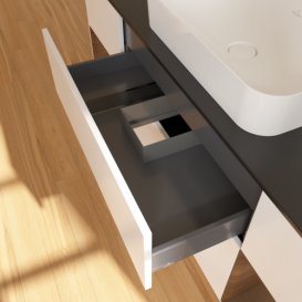 Тумба под раковину Villeroy & Boch Finion 160х50,1 см с подсветкой МДФ белый матовый лак/стекло черное матовое F332GNMT