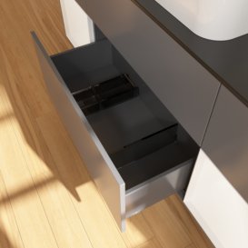 Тумба под раковину Villeroy & Boch Finion 160х50,1 см с подсветкой МДФ антрацит матовый лак/стекло черное матовое F332MTGK