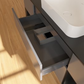 Тумба під раковину Villeroy & Boch Finion 160х50,1 см із підсвічуванням МДФ антрацит матовий лак/скло чорне матове F332PDGK