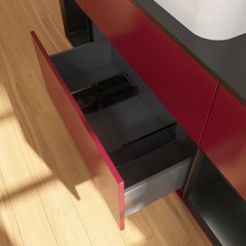 Тумба под раковину Villeroy & Boch Finion 160х50,1 см с подсветкой МДФ пион матовый лак/стекло черное матовое F332PDHB