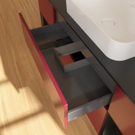 Тумба под раковину Villeroy & Boch Finion 160х50,1 см с подсветкой МДФ пион матовый лак/стекло черное матовое F332PDHB