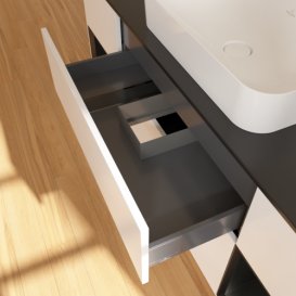 Тумба під раковину Villeroy & Boch Finion 160х50,1 см із підсвічуванням МДФ білий матовий лак/скло чорне матове F332PDMT