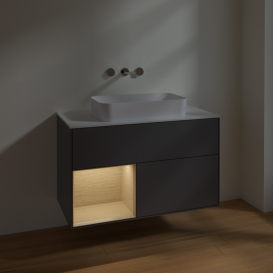 Тумба под раковину Villeroy & Boch Finion 100х50,1 см с подсветкой МДФ антрацит матовый лак/стекло белое матовое F651PCGK