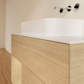 Тумба під раковину Villeroy & Boch Finion 100х50,1 см із підсвічуванням МДФ шпон дуба/скло біле матове F651PCPC