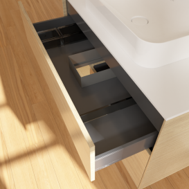 Тумба під раковину Villeroy & Boch Finion 100х50,1 см із підсвічуванням МДФ шпон дуба/скло біле матове F651PCPC