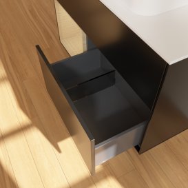 Тумба під раковину Villeroy & Boch Finion 100х50,1 см із підсвічуванням МДФ чорний матовий лак/скло біле матове F651PCPD