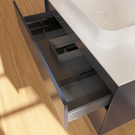 Тумба под раковину Villeroy & Boch Finion 100х50,1 см с подсветкой МДФ темно-синий матовый лак/стекло белое матовое F651PDHG