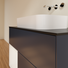 Тумба під раковину Villeroy & Boch Finion 100х50,1 см із підсвічуванням МДФ темно-синій матовий лак/скло чорне матове F652GFHG