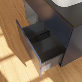 Тумба под раковину Villeroy & Boch Finion 100х50,1 см с подсветкой МДФ темно-синий матовый лак/стекло черное матовое F652GKHG