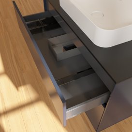 Тумба под раковину Villeroy & Boch Finion 100х50,1 см с подсветкой МДФ темно-синий матовый лак/стекло черное матовое F652GKHG